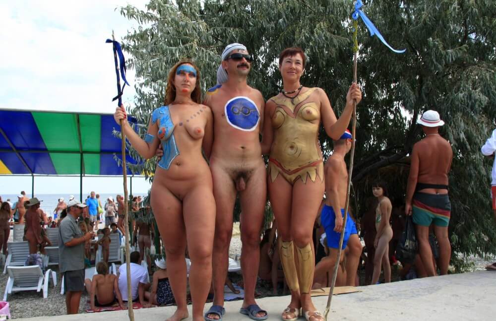 Three Painted Girl Poses pics - Pure naturism teaches us to accept ourselves and others without judgment or criticism