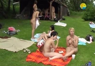 Naturist Freedom: Cottage Picnic - Many naked men and women