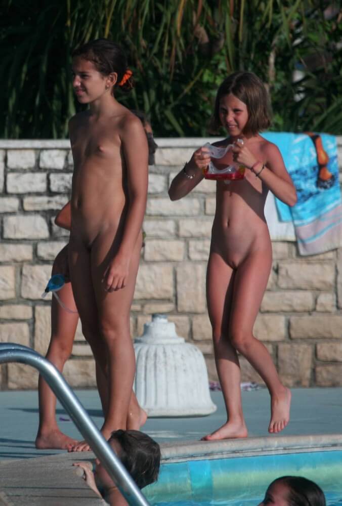 Two Poolside Nudist Girls pics - Naturists love nature and the environment