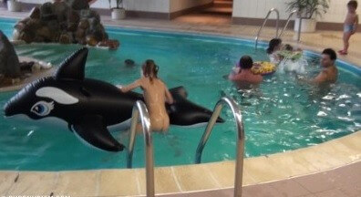 Indoor dolphin ride Full HD - Naturism teaches respect for the natural world and for others